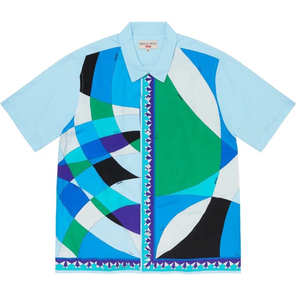 Supreme x Emilio Pucci Medium 100% Viscose Button Down Shirt In Blue
